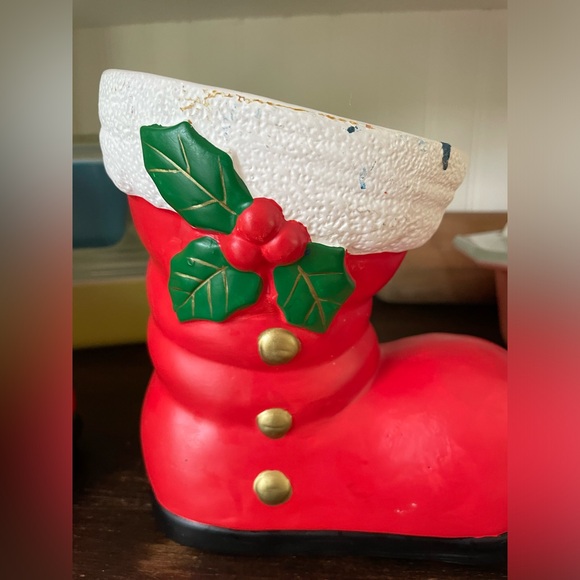 Vintage Kitschy Christmas Santa Boot Planter Set❤️🎄🌿 - Picture 7 of 15